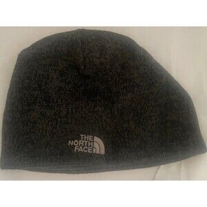 The North Face knit stocking hat OSFA beanie skiing winter patch cap Gray Fleece